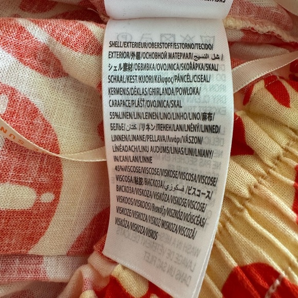 Anthropologie Farm Rio Novelty Tie Shorts Yellow Orange Linen Blend Size Medium - Picture 9 of 10